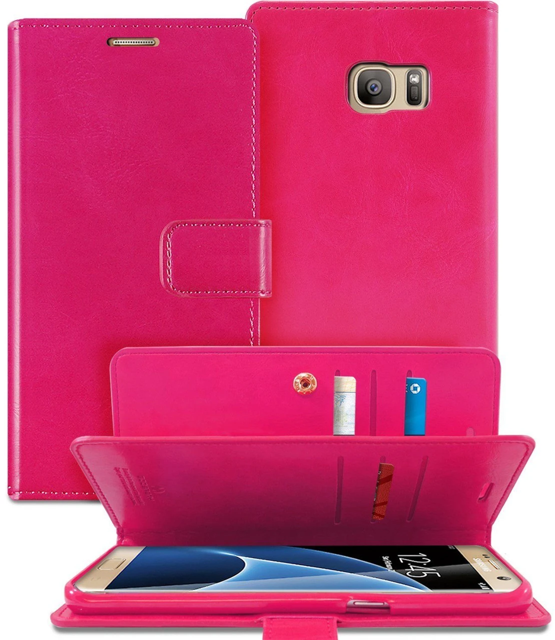 Hot Pink Galaxy J5 Pro Genuine Mercury Mansoor Diary Wallet Case 5 Hot Pink Galaxy J5 Pro Genuine Mercury Mansoor Diary Wallet Case - Image 5