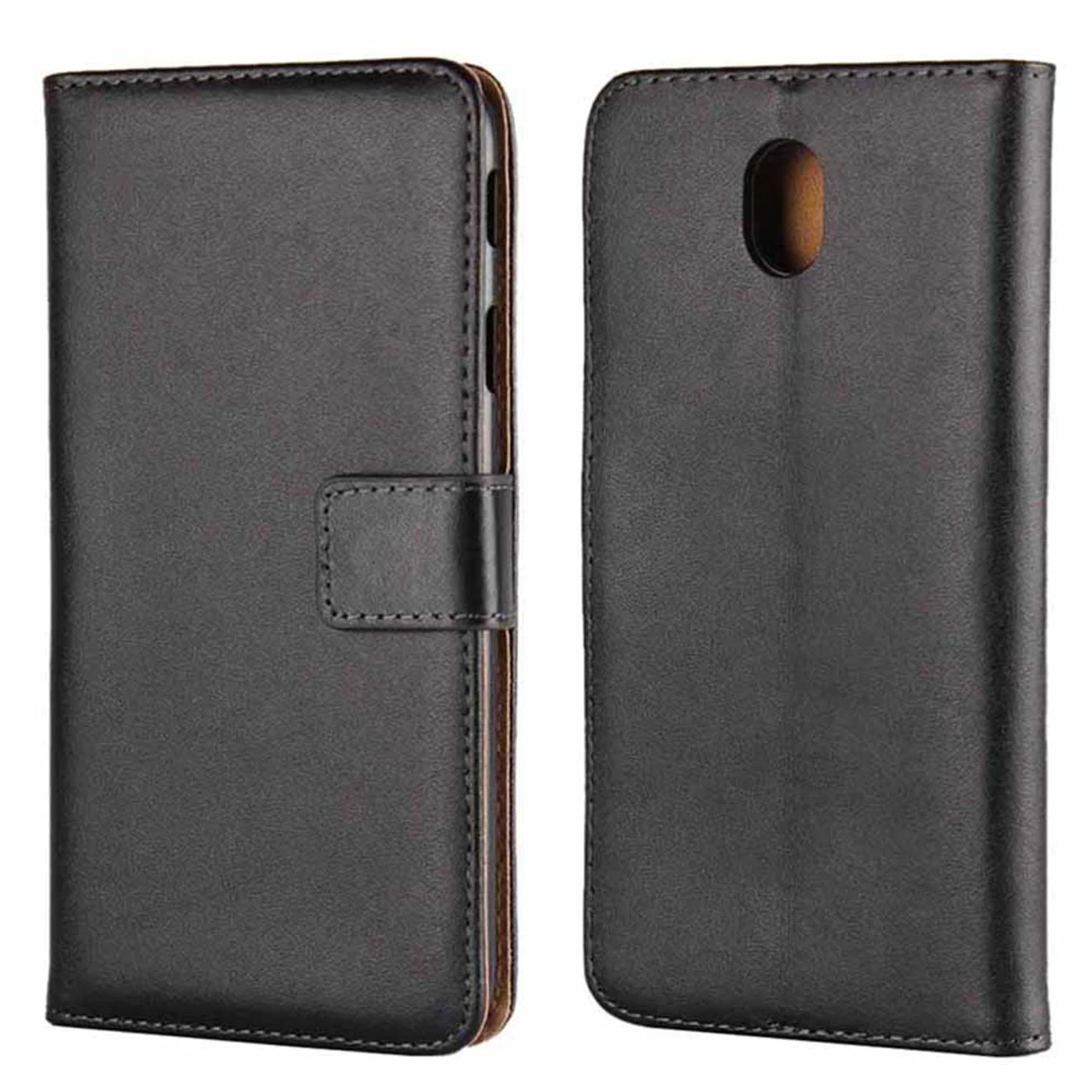 Black Samsung Galaxy J7 Pro (2017) Genuine Leather Wallet Case 2 Black Samsung Galaxy J7 Pro (2017) Genuine Leather Wallet Case - Image 2