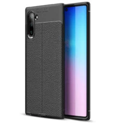 Black Ultra Slim Shock Proof Leather Texture Case For Galaxy Note 10