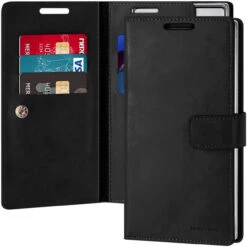Classy Black Mercury Mansoor Diary Wallet Card Case For Galaxy Note 10