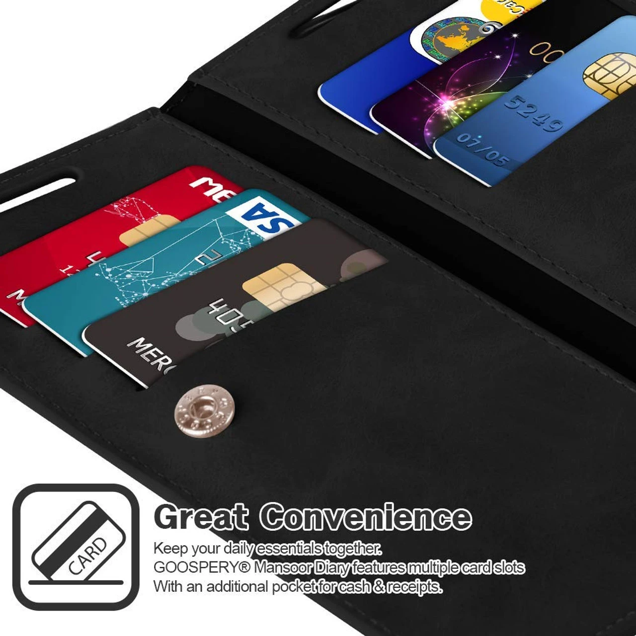 Classy Black Mercury Mansoor Diary Wallet Card Case For Galaxy Note 10 3 Classy Black Mercury Mansoor Diary Wallet Card Case For Galaxy Note 10 - Image 3