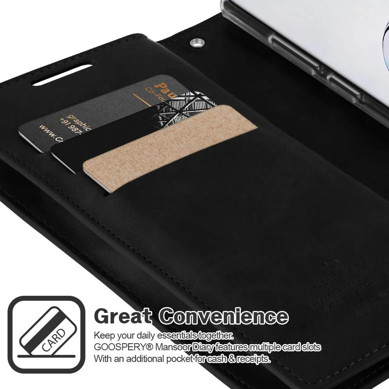 Classy Black Mercury Mansoor Diary Wallet Card Case For Galaxy Note 10 4 Classy Black Mercury Mansoor Diary Wallet Card Case For Galaxy Note 10 - Image 4