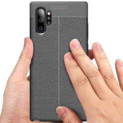 Black Galaxy Note 10+ Ultra Slim Carbon Fibre Leather Texture Case -Cheap NewCase Store galaxy note 10 plus carbon fibre leather black 4 22805.1573346505