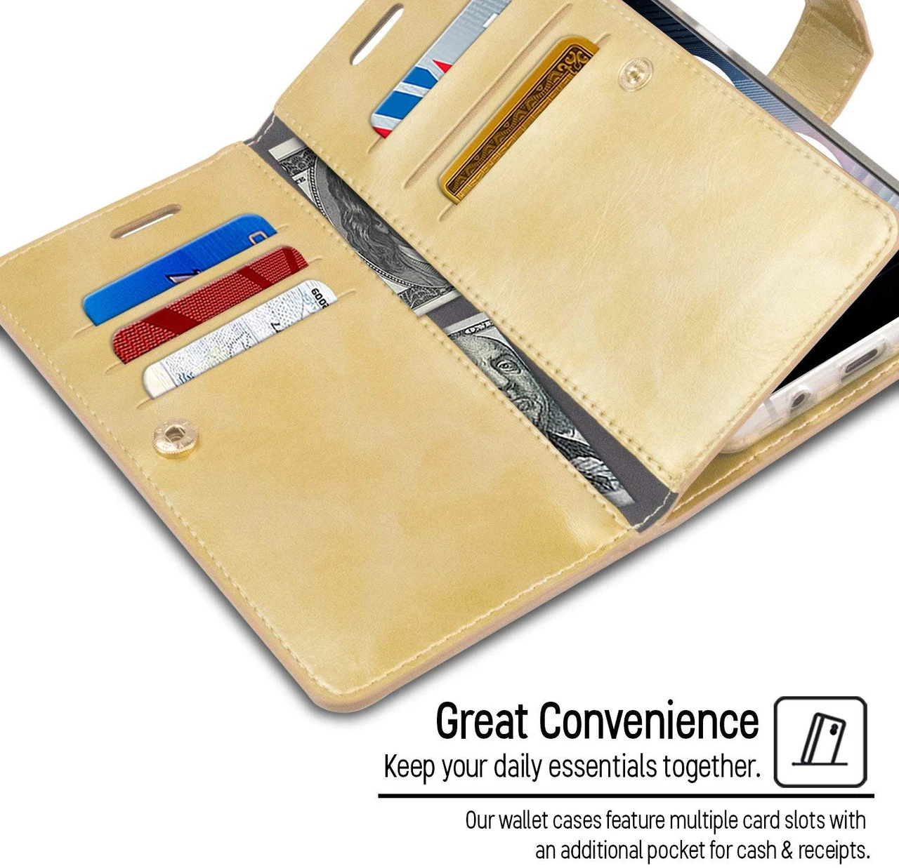 Gold Mercury Mansoor Diary Wallet Case Card Slots For Galaxy Note 10+ 2 Gold Mercury Mansoor Diary Wallet Case Card Slots For Galaxy Note 10+ - Image 2