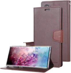 Mercury Sonata Diary Card Slots Wallet Case For Galaxy Note 10 - Brown
