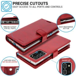 Red Galaxy Note 20 Ultra Mercury Mansoor 9 Card Slot Wallet Case -Cheap NewCase Store galaxy note 20 ultra mercury mansoor wallet red 5 39393.1680155428