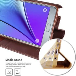 Brown Galaxy Note 5 Mercury Sonata Diary Card Slots Wallet Case -Cheap NewCase Store galaxy note 5 sonata wallet brown 5 88366.1594362319