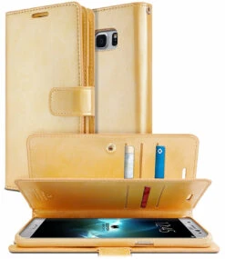 Gold Galaxy Note 9 Genuine Mercury Mansoor Diary Wallet Case