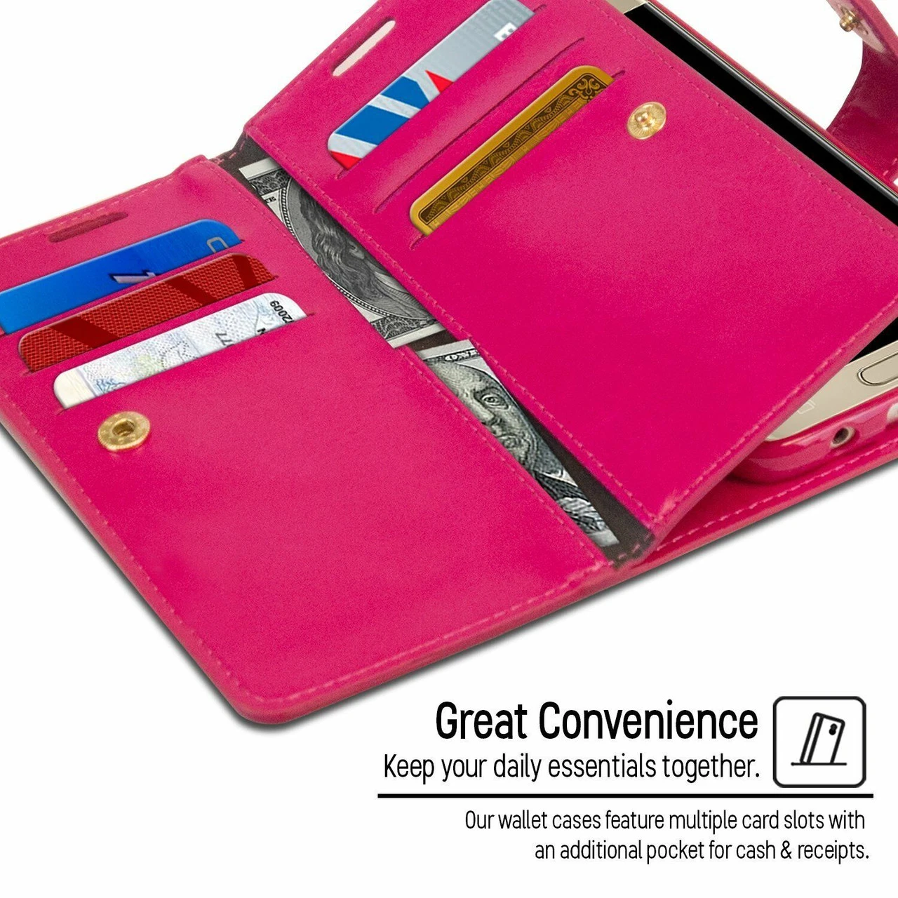 Hot Pink Galaxy Note 9 Genuine Mercury Mansoor Diary Wallet Case 2 Hot Pink Galaxy Note 9 Genuine Mercury Mansoor Diary Wallet Case - Image 2