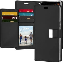 Black Galaxy Note 9 Genuine Rich Diary Wallet Card Case Cover