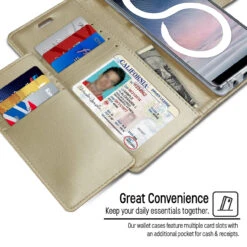 Shiny Gold Galaxy Note 9 Genuine Rich Diary Wallet Card Slot Case -Cheap NewCase Store galaxy note 9 rich diary gold 3 79626.1614567735
