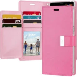 Stylish Hot Pink Galaxy Note 9 Genuine Rich Diary Wallet Card Slot Case