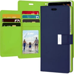 Premium Navy Galaxy Note 9 Genuine Rich Diary Wallet Card Slot Case