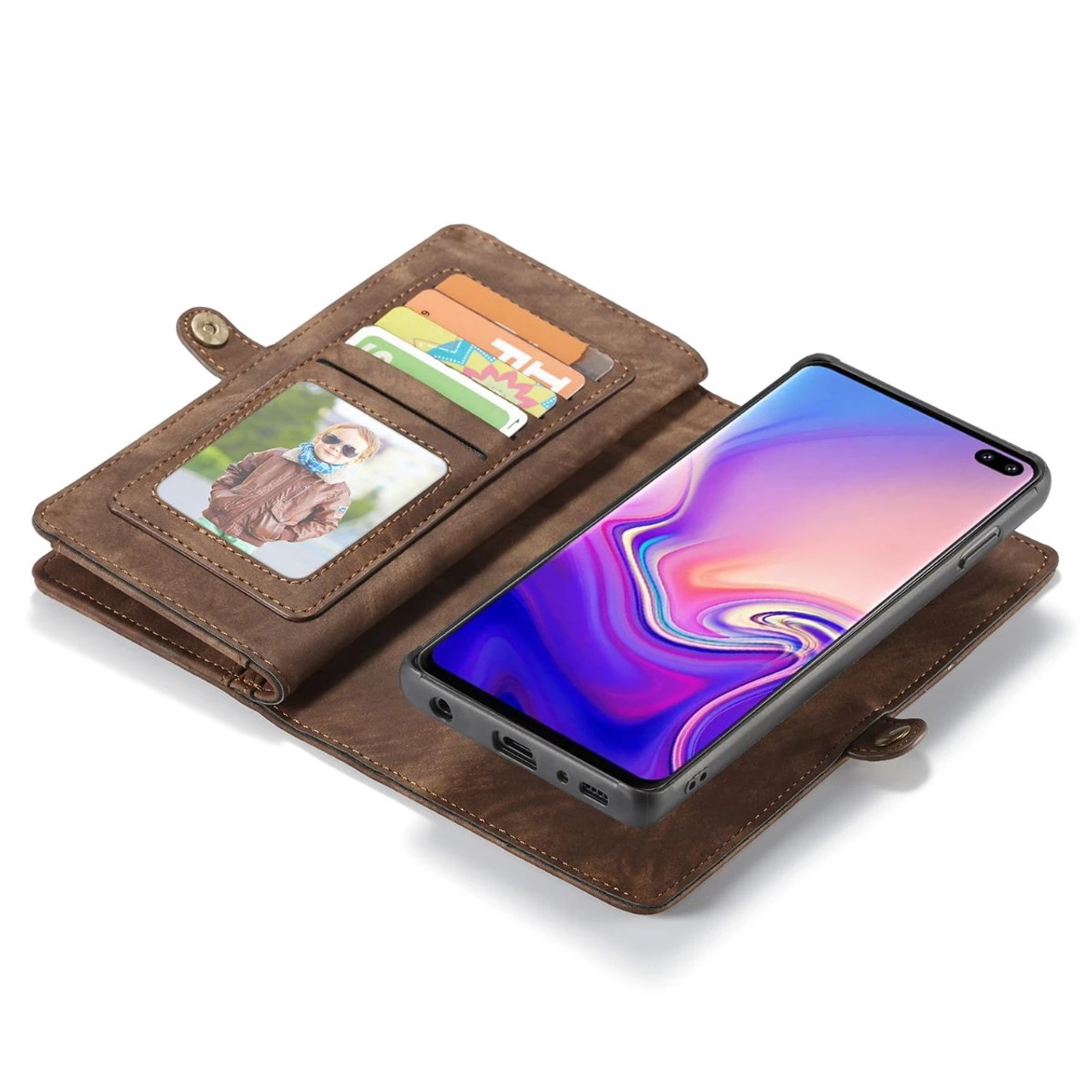 Brown 2 In 1 Magnetic Retro Purse / Wallet Case For Galaxy S10 5G 5 Brown 2 In 1 Magnetic Retro Purse / Wallet Case For Galaxy S10 5G - Image 5