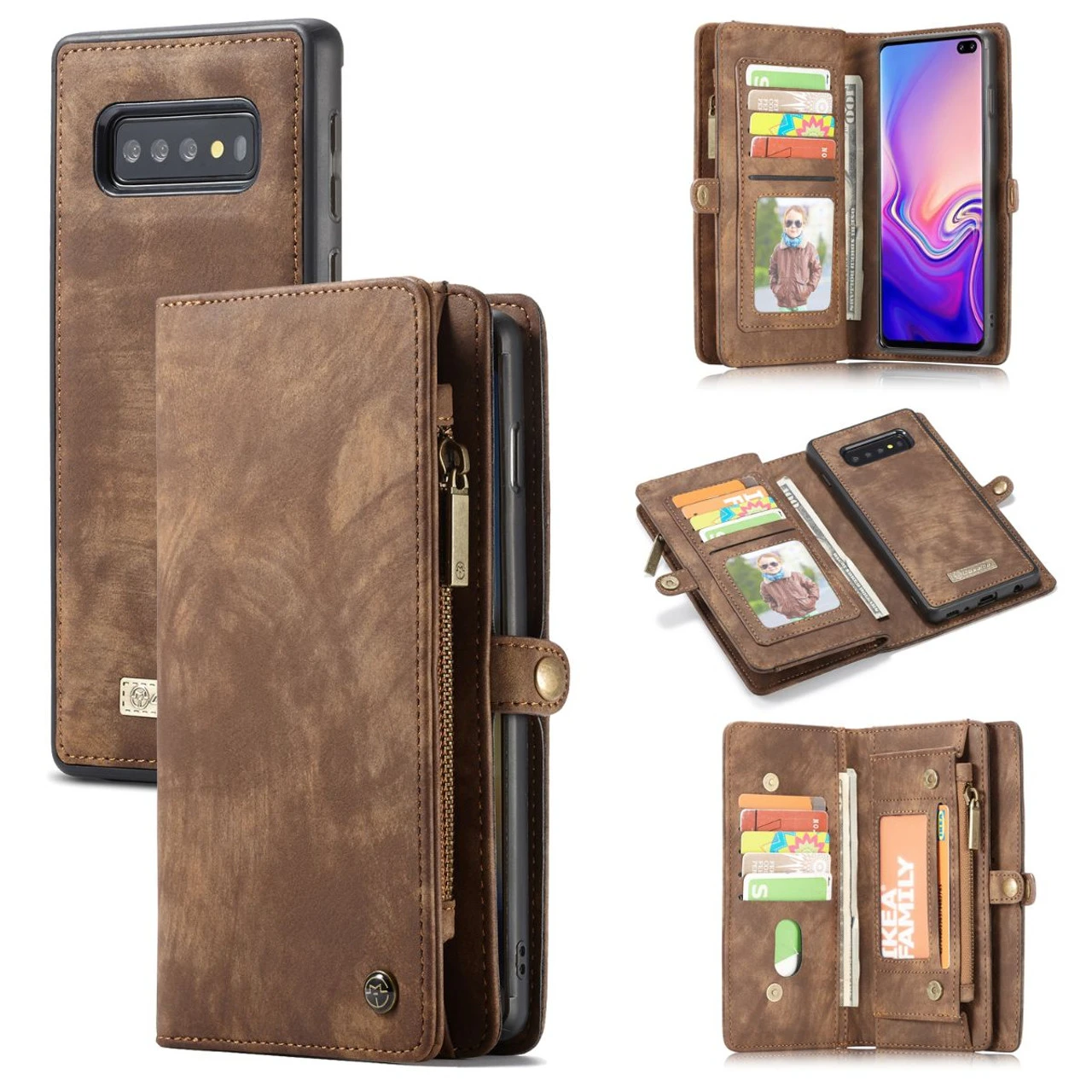 Brown 2 In 1 Magnetic Retro Purse / Wallet Case For Galaxy S10 5G 6 Brown 2 In 1 Magnetic Retro Purse / Wallet Case For Galaxy S10 5G - Image 6