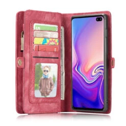 Red 2 In 1 Multi-Functional Wallet Shock Proof Case For Galaxy S10 5G