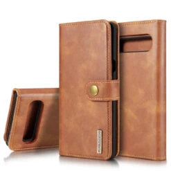 Brown DG.Ming 2 In 1 Leather Wallet Removable Magnetic Case For Galaxy S10 5G