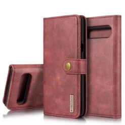 Red Galaxy S10 5G DG.Ming Textured 3 Card 1 Cash Wallet Magnetic Case