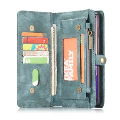 Blue Galaxy S10 Wallet Zipper Purse Removeable Magnetic Case