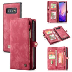 Red Galaxy S10 2 In 1 Retro Zipper Wallet Magnetic Case -Cheap NewCase Store galaxy s10 caseme multifunctional wallet red 6 91875.1692072284