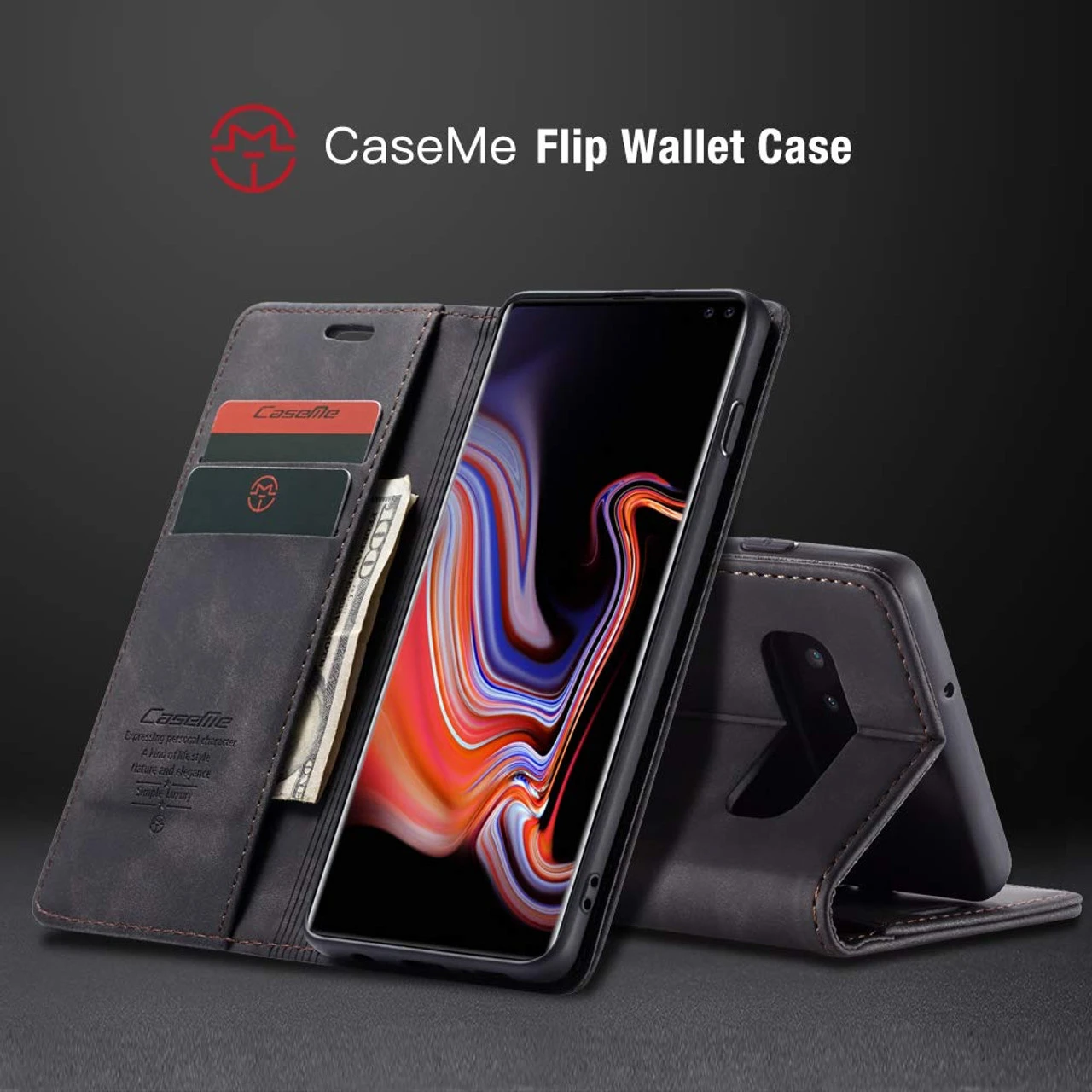 Black CaseMe Slim Magnetic Premium Wallet Case For Galaxy S10 5G 3 Black CaseMe Slim Magnetic Premium Wallet Case For Galaxy S10 5G - Image 3