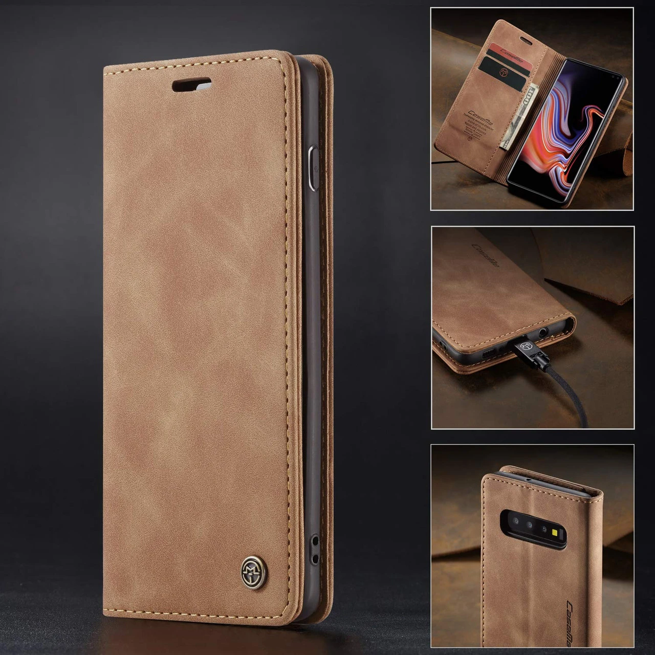 Brown CaseMe Soft Matte Business Wallet Case For Galaxy S10e 2 Brown CaseMe Soft Matte Business Wallet Case For Galaxy S10e - Image 2