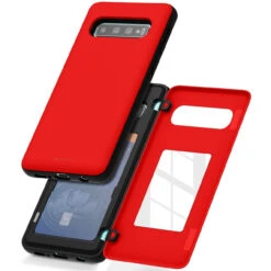 Red Galaxy S10 Mercury Magnetic Door 2 Card Shock Proof Case