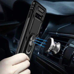 Black Slim 360 Rotating Metal Ring Armor Stand Case For Galaxy S10 5G -Cheap NewCase Store galaxy s10 metal circle shockproof stand case black 3 14625.1672285682