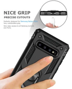 Black Slim 360 Rotating Metal Ring Stand Case For Galaxy S10 + Plus -Cheap NewCase Store galaxy s10 metal circle shockproof stand case black 4 09178.1666695422