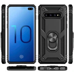 Black Slim 360 Rotating Metal Ring Armor Stand Case For Galaxy S10 5G -Cheap NewCase Store galaxy s10 metal circle shockproof stand case black 5 80974.1672285682