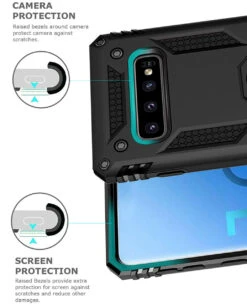 Black Slim 360 Rotating Metal Ring Stand Case For Galaxy S10 + Plus -Cheap NewCase Store galaxy s10 metal circle shockproof stand case black 6 69305.1666695422