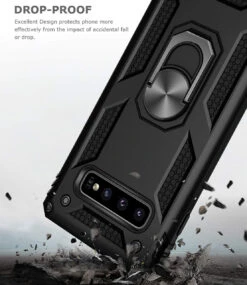 Black Slim 360 Rotating Metal Ring Stand Case For Galaxy S10 + Plus -Cheap NewCase Store galaxy s10 metal circle shockproof stand case black 7 13888.1666695422