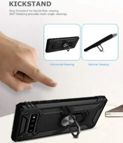 Black Slim 360 Rotating Metal Ring Armor Stand Case For Galaxy S10 5G -Cheap NewCase Store galaxy s10 metal circle shockproof stand case black 8 76346.1672285682