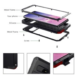 Samsung Galaxy S10 Black Metal Heavy Duty Shockproof Case -Cheap NewCase Store galaxy s10 metal water resistant case black 5 39072.1604976518