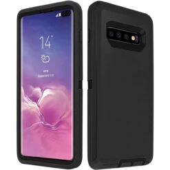 Black Galaxy S10 Rugged Shock / Drop Protection Defender Case