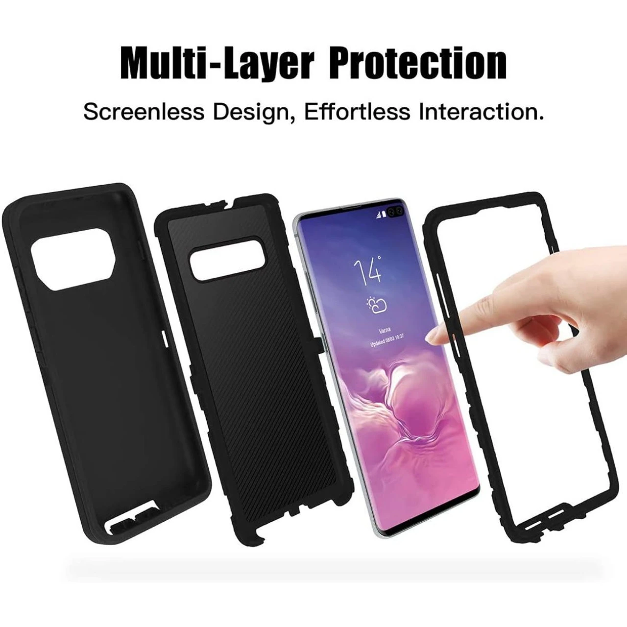 Black Galaxy S10 Rugged Shock / Drop Protection Defender Case 6 Black Galaxy S10 Rugged Shock / Drop Protection Defender Case - Image 6