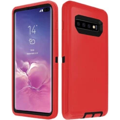 Red Heavy Duty Military Defense Drop Proof Case For Galaxy S10