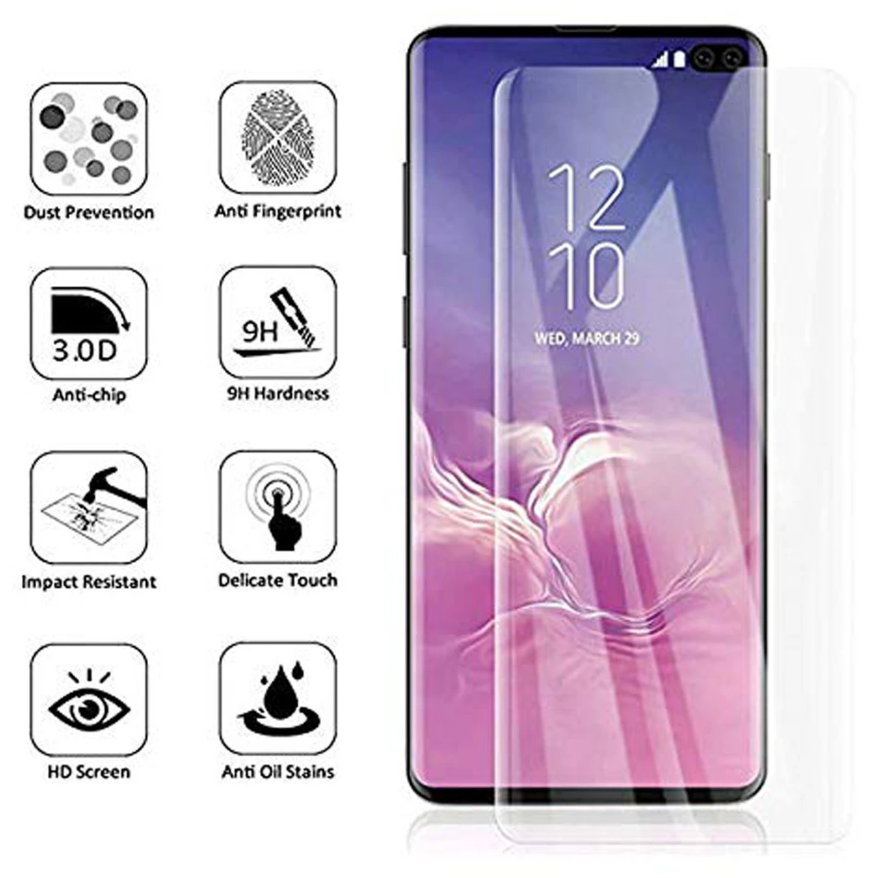 Galaxy S10+ Plus NUGLAS Full Cover UV Glue Tempered Glass Protector 3 Galaxy S10+ Plus NUGLAS Full Cover UV Glue Tempered Glass Protector - Image 3