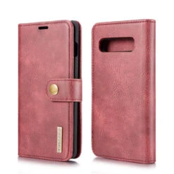 Red Galaxy S10 Plus DG.Ming 2 In 1 Leather Wallet Removable Magnetic Case