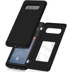Black Goospery Magnetic Door 2 Card Shockproof Case For Galaxy S10 + Plus