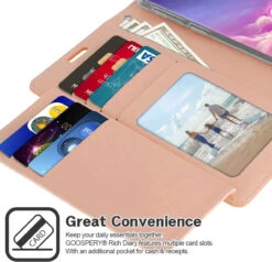 Rose Gold Samsung Galaxy S10 Genuine Mercury Rich Diary Wallet Case -Cheap NewCase Store galaxy s10 rich diary rose gold 3 66408.1685697992