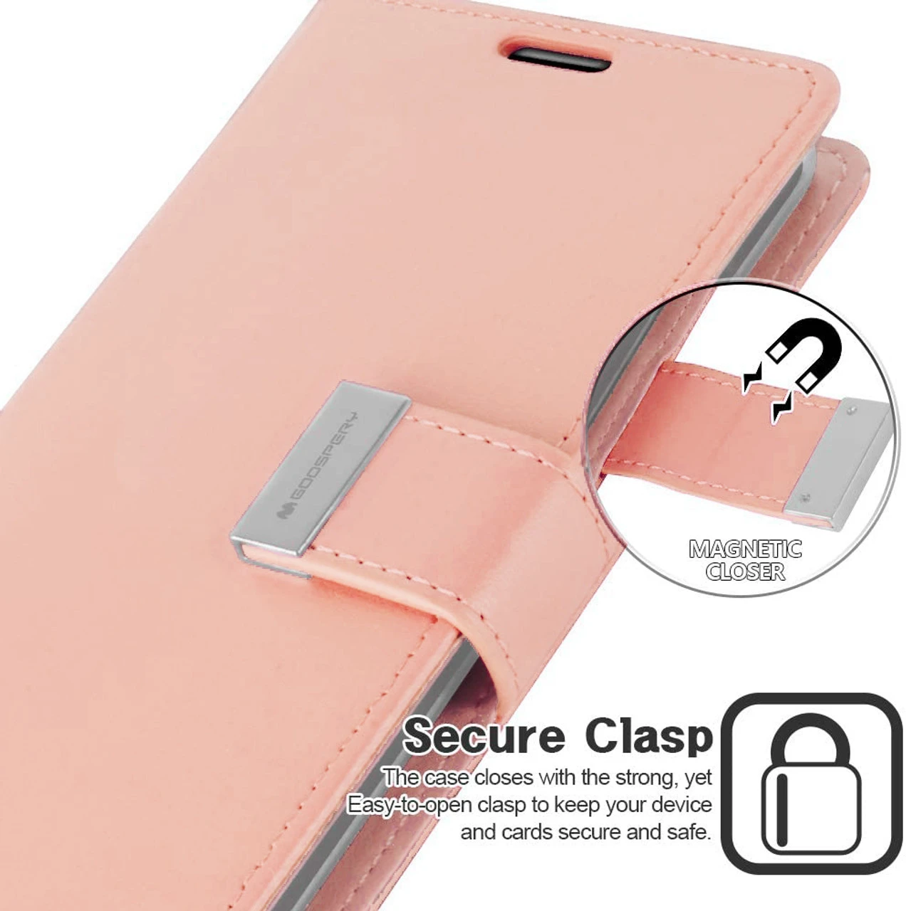 Rose Gold Genuine Mercury Rich Diary Wallet Case For Galaxy S10 5G 2 Rose Gold Genuine Mercury Rich Diary Wallet Case For Galaxy S10 5G - Image 2