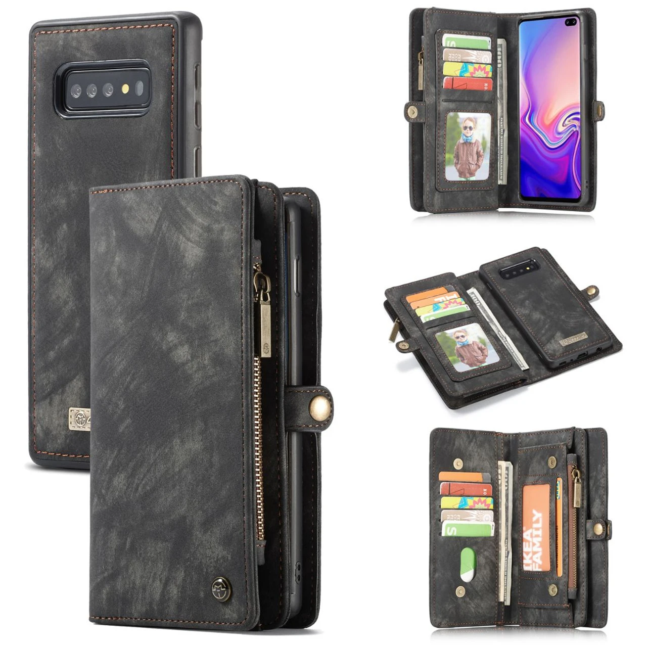 Black Galaxy S10+ Plus Multi-functional 2 In 1 Purse Wallet Magnetic Case 1 Black Galaxy S10+ Plus Multi-functional 2 In 1 Purse Wallet Magnetic Case