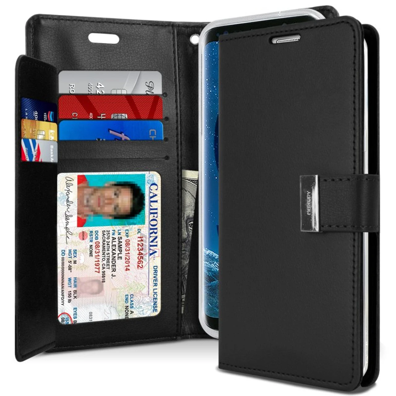 Black Genuine Mercury Rich Diary Wallet Case For Galaxy S10 5G 4 Black Genuine Mercury Rich Diary Wallet Case For Galaxy S10 5G - Image 4