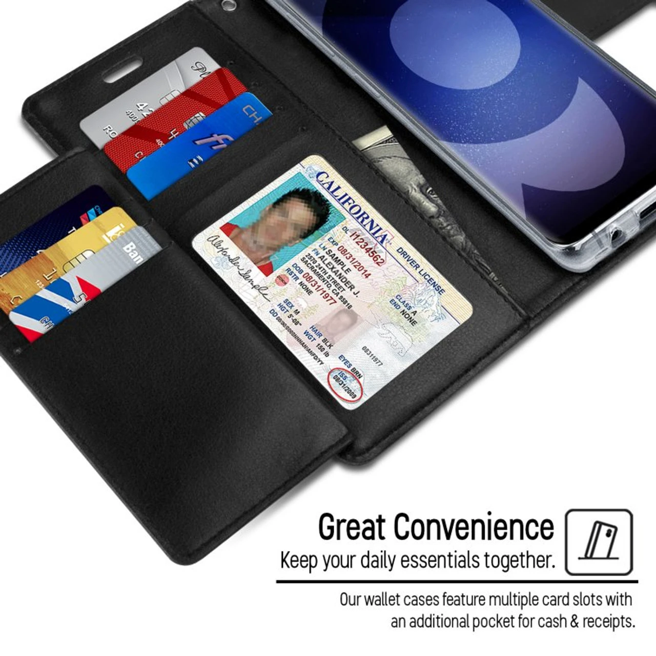 Black Genuine Mercury Rich Diary Wallet Case For Galaxy S10 5G 3 Black Genuine Mercury Rich Diary Wallet Case For Galaxy S10 5G - Image 3