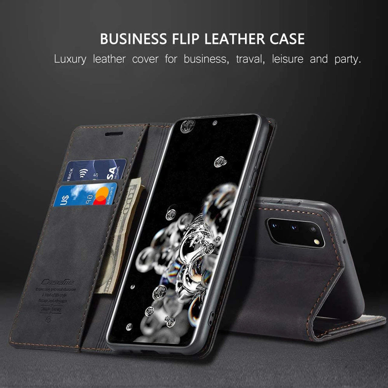 Black Galaxy S20 CaseMe Wallet Classic Magnetic Handmade Phone Case 4 Black Galaxy S20 CaseMe Wallet Classic Magnetic Handmade Phone Case - Image 4