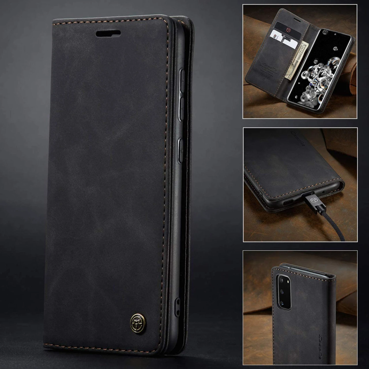 Black Galaxy S20 CaseMe Wallet Classic Magnetic Handmade Phone Case 2 Black Galaxy S20 CaseMe Wallet Classic Magnetic Handmade Phone Case - Image 2
