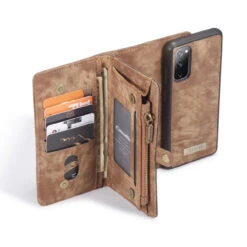 Brown Galaxy S20 FE Wallet Zipper Purse Removeable Magnetic Case -Cheap NewCase Store galaxy s20 fe caseme multifunctional wallet brown 3 38334.1650520841