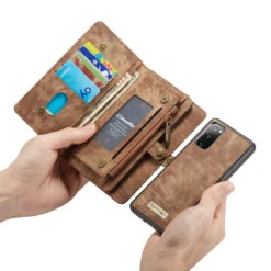 Brown Galaxy S20 FE Wallet Zipper Purse Removeable Magnetic Case -Cheap NewCase Store galaxy s20 fe caseme multifunctional wallet brown 5 48128.1650520841