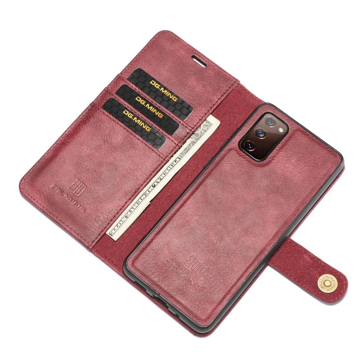 Red DG.Ming M2 Magnetic Shockproof Case Leather Wallet For Galaxy S20 FE 6 Red DG.Ming M2 Magnetic Shockproof Case Leather Wallet For Galaxy S20 FE - Image 6